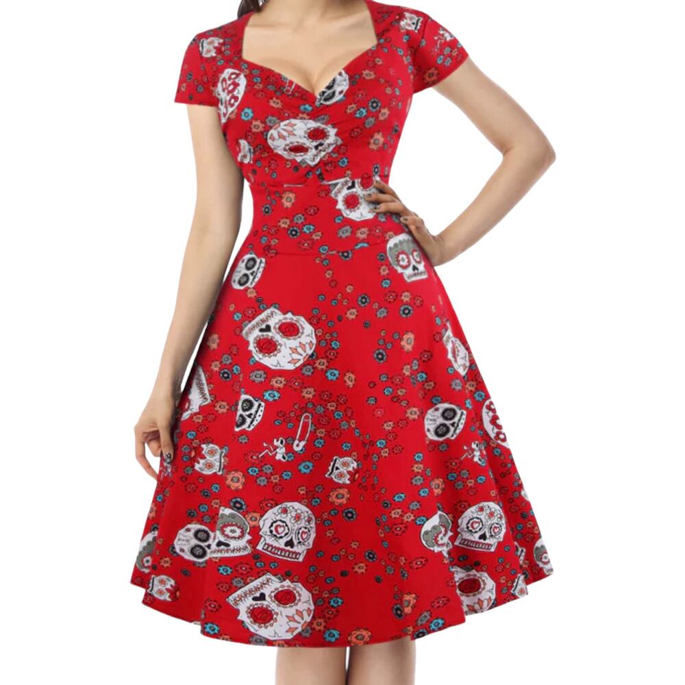 OTEM Sugar Skull Rockabilly pinup dress NWT size L
